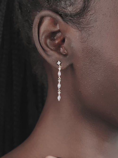 Dainty Linear Crystal Drop Earrings video