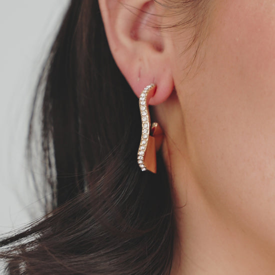 Ripple Pave 18k Gold Plated Hoops in video