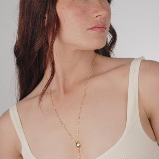 Polished Pebble Crystal Chain Lariat in video