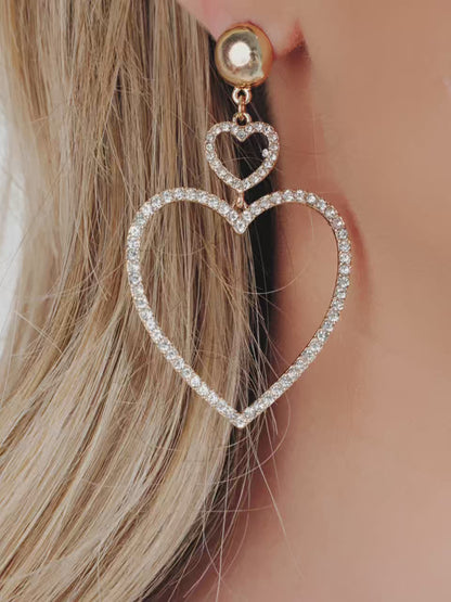 Double Heart Crystal Drop Earrings video