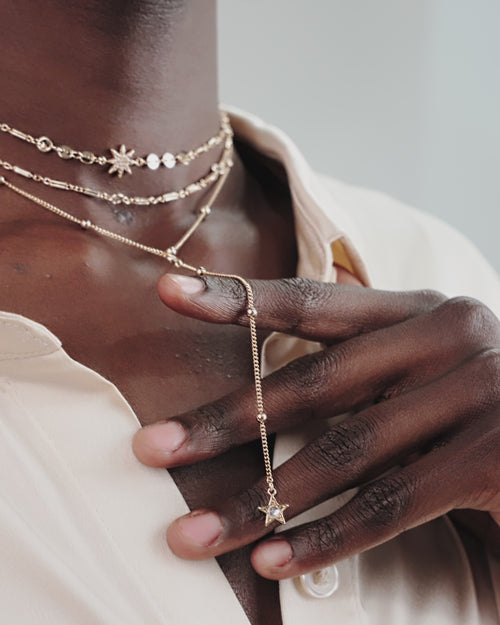 Forever Falling Multi-Chain Lariat Choker on model in video