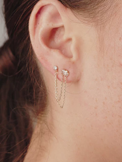 Double Piercing Chain Dangle Earrings video