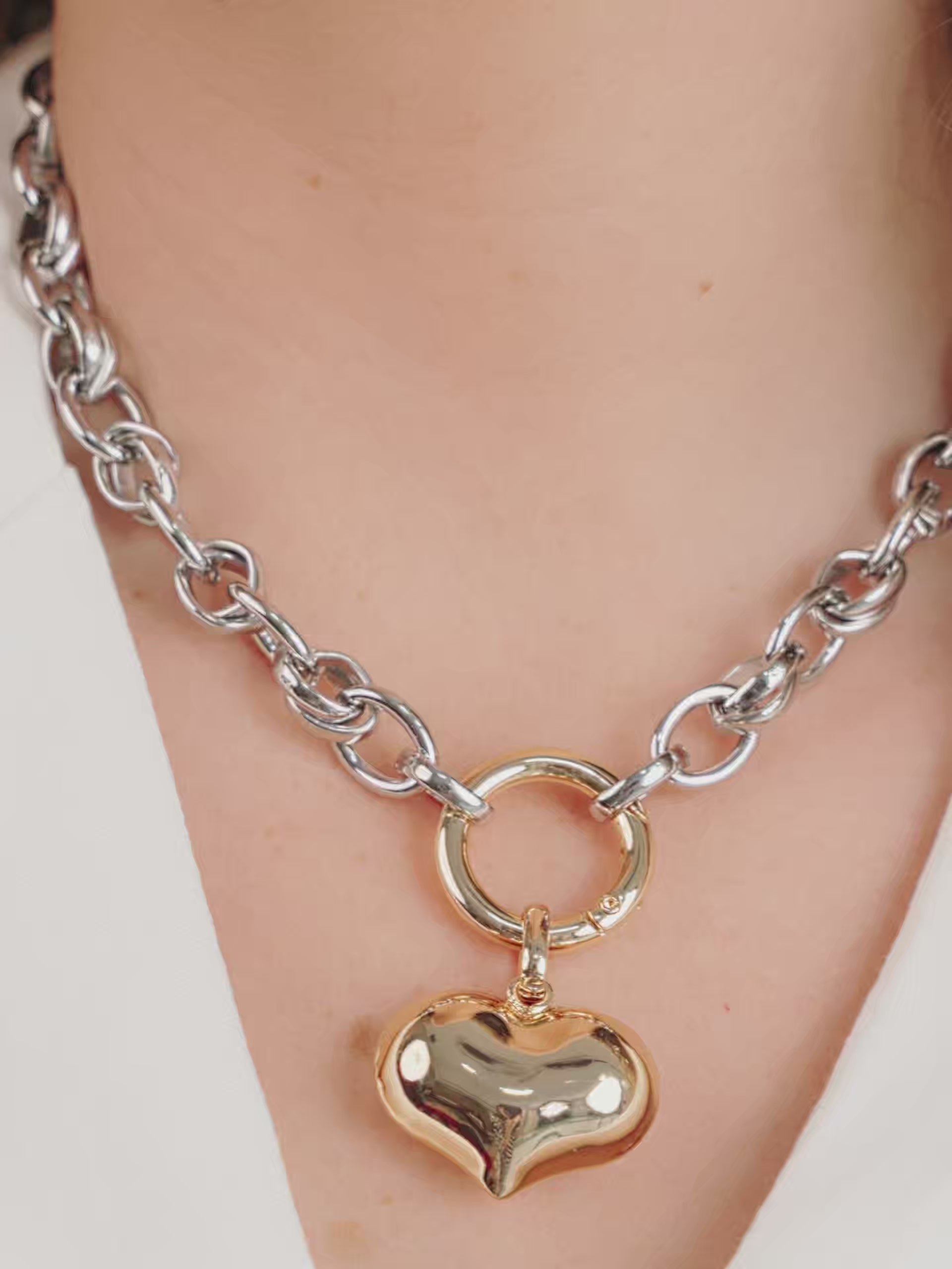 Locked in Mixed Metal Heart Necklace Ettika