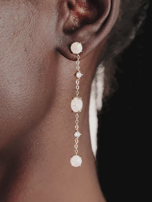Elegant Opal Sway Dangle Earrings video