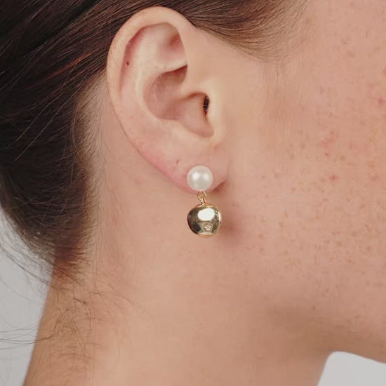 Small Pebble and Pearl Dangle Earrings video