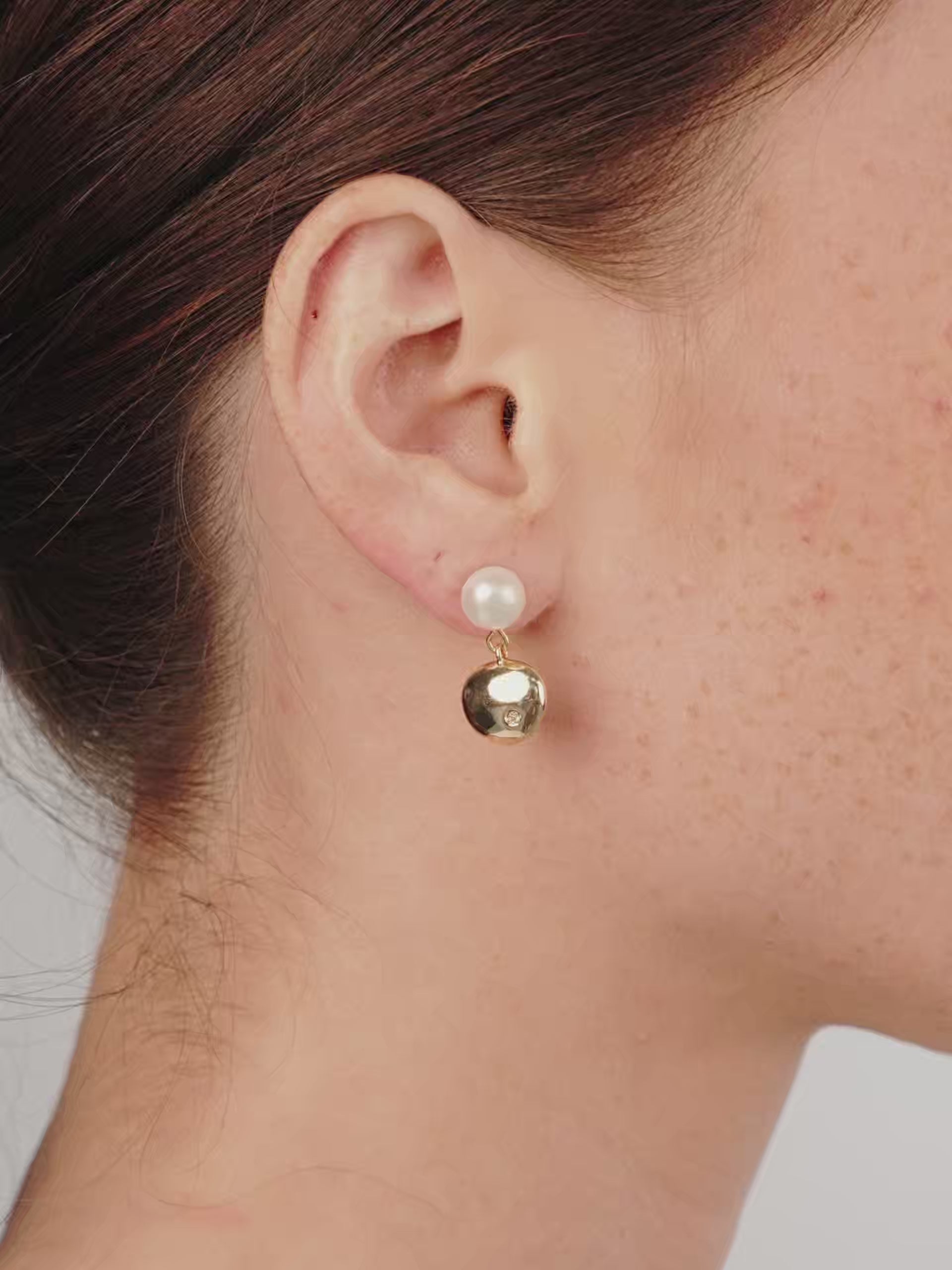 Small Pebble and Pearl Dangle Earrings video
