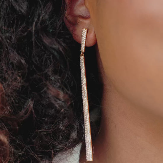 Straight Drop Crystal Dangle Earrings video