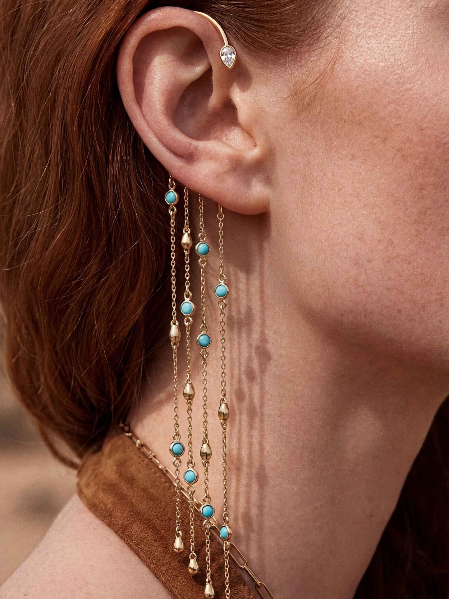 Linear Chains Statement Ear Cuff