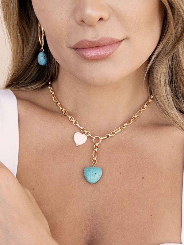 Turquoise Heart Lariat Set Second