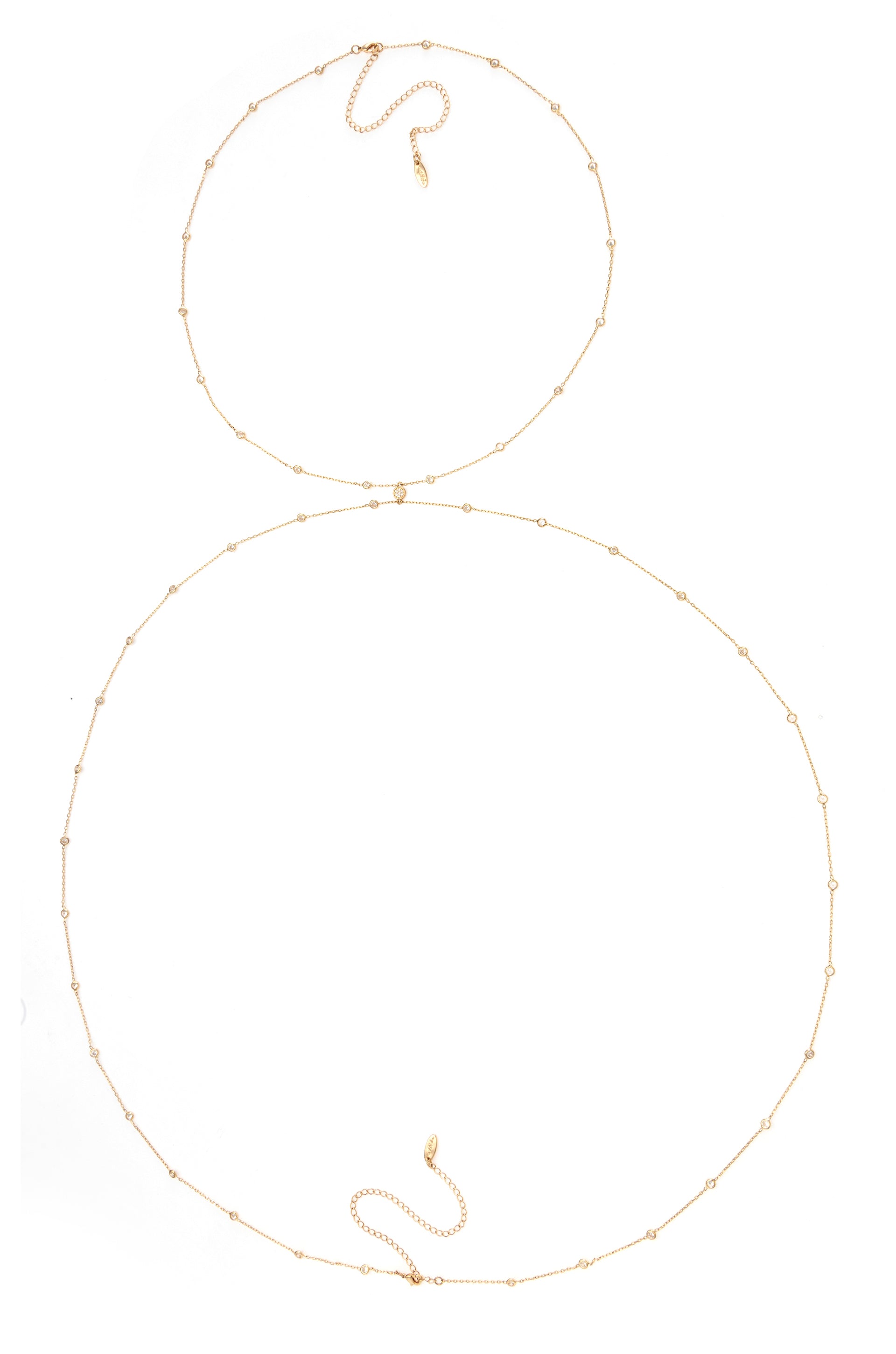 Simple Crystal X Body Chain on white