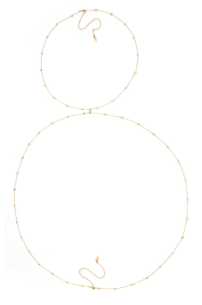 Simple Crystal X Body Chain on white