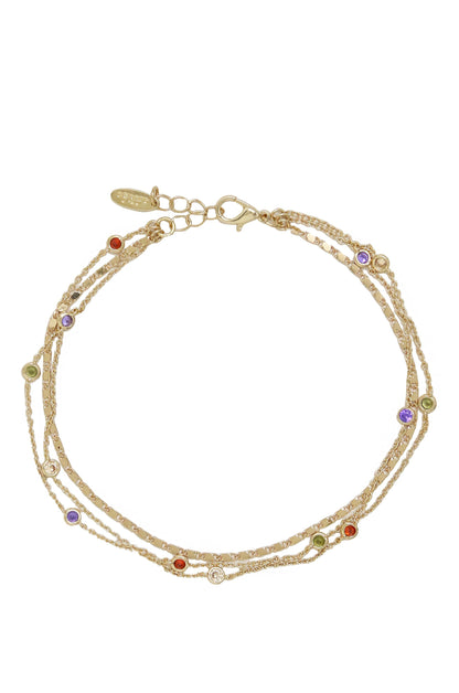 Over the Rainbow Multi-Chain Crystal Anklet on white background