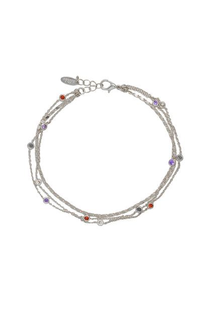Over the Rainbow Multi-Chain Crystal Anklet on white background 2