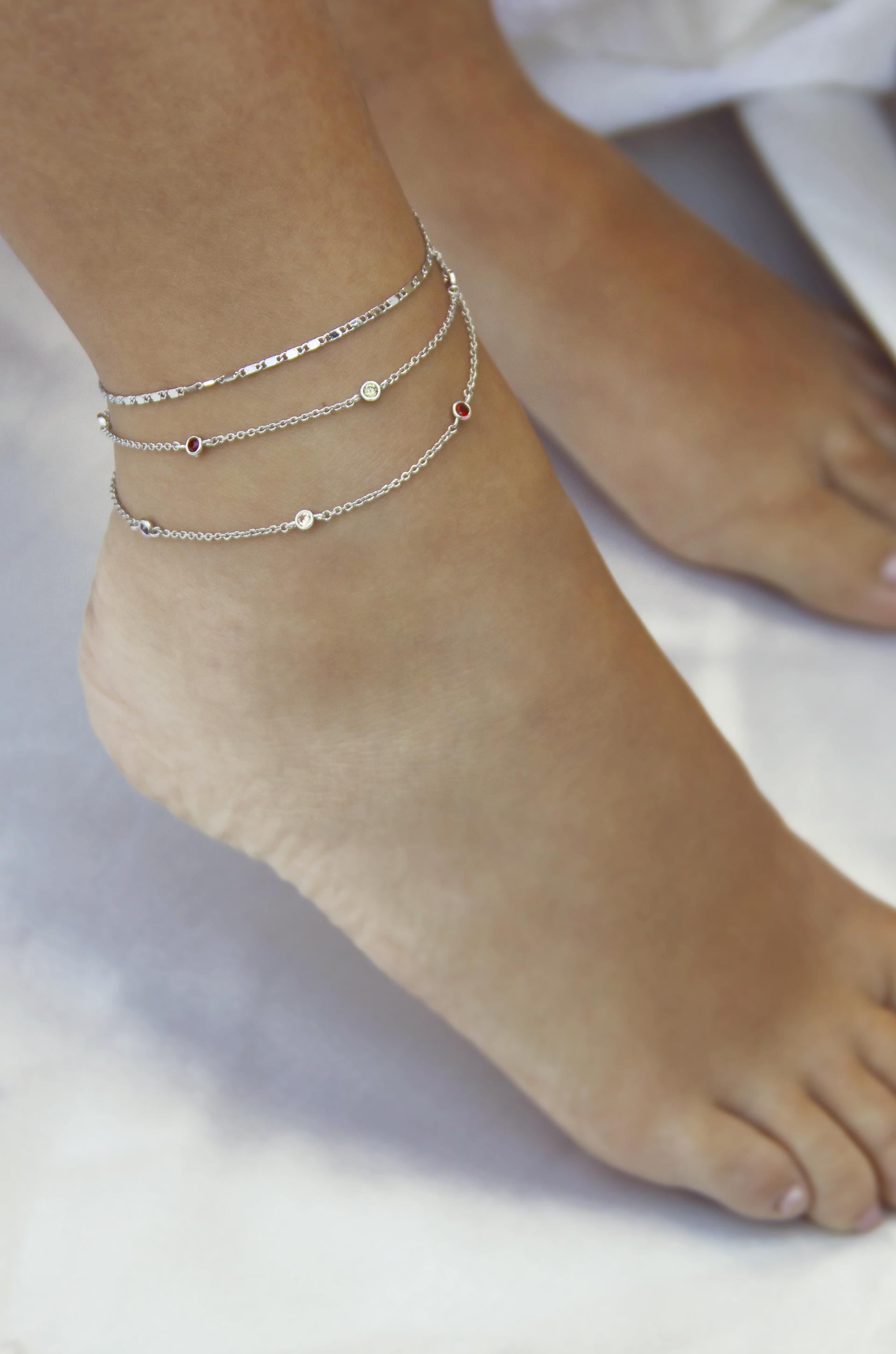 Over the Rainbow Multi-Chain Crystal Anklet on model
