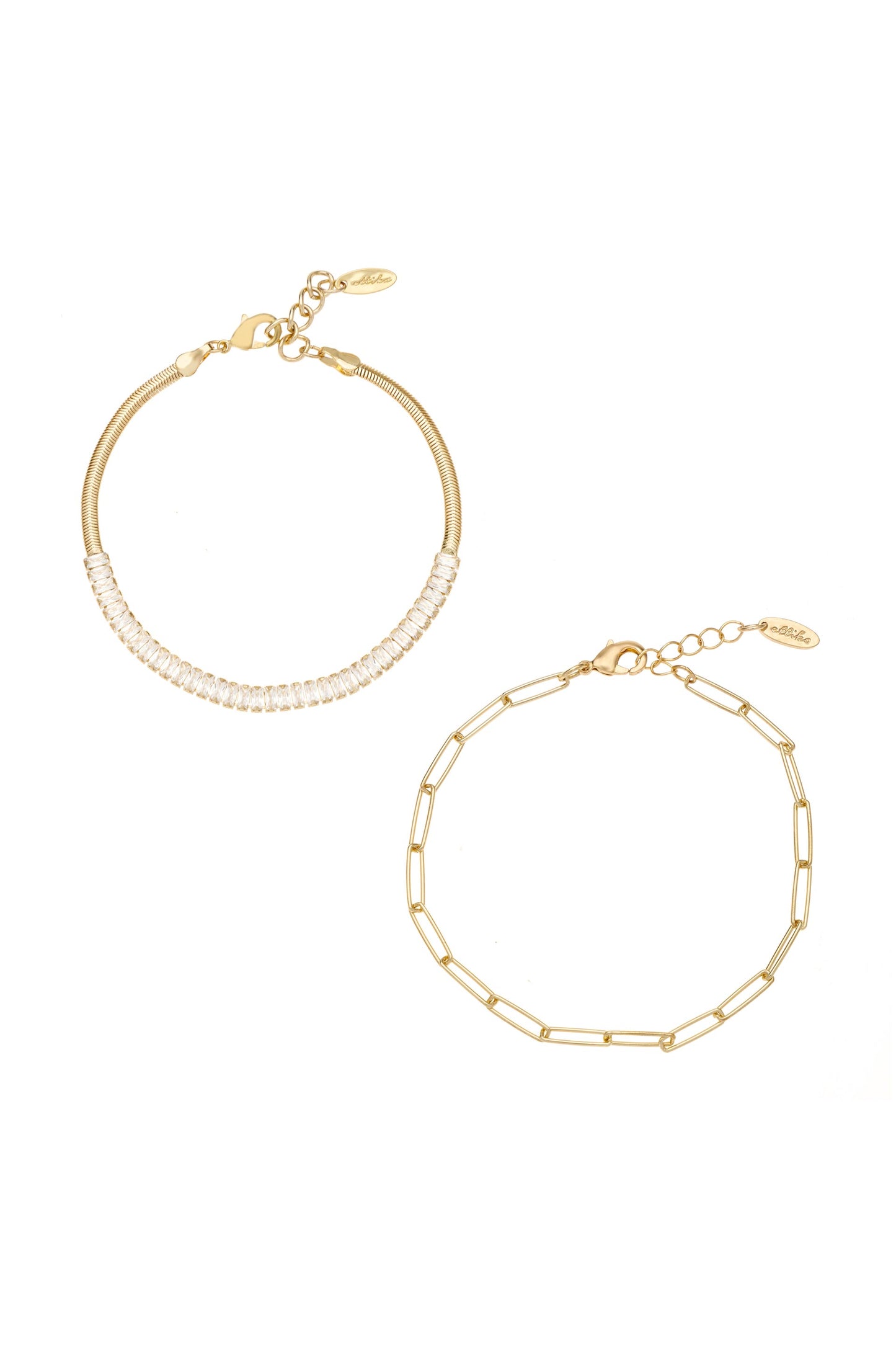 Links and Shine 18k Gold Plated Anklet Set of 2 on white background