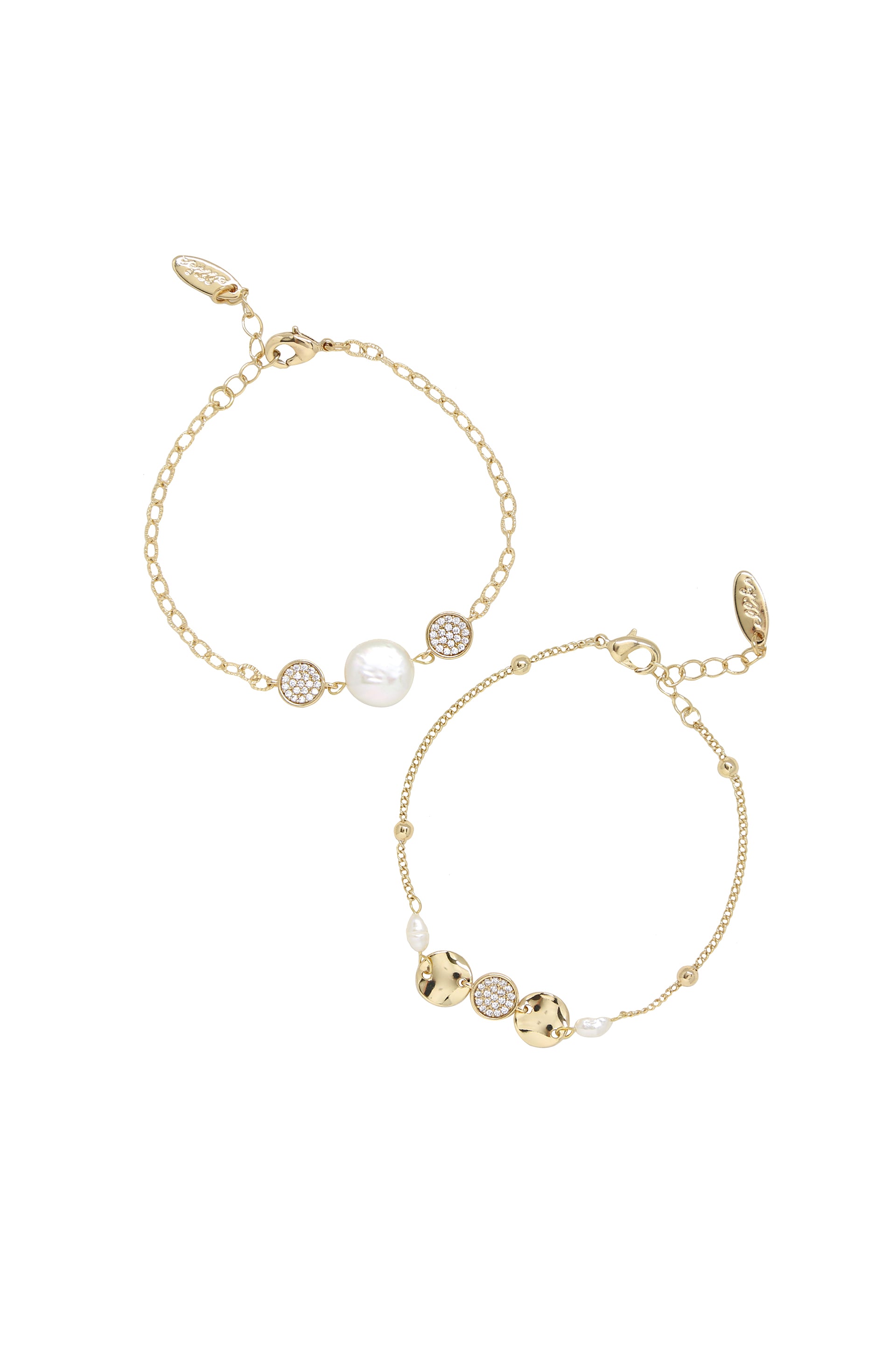 Duchess Pearl 18k Gold Plated Bracelet Set on white background  
