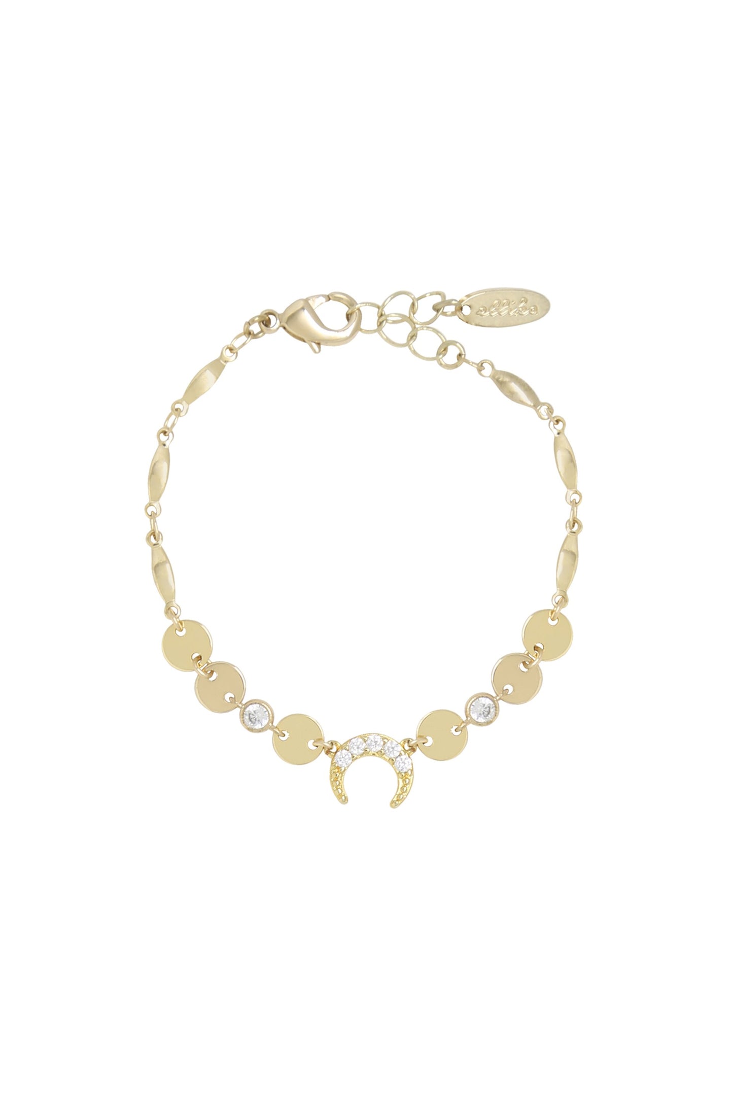 Luck on your Side 18k Gold Plated Crystal Bracelet on white background  