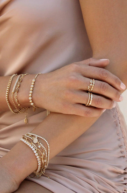 Subtle Statements 18k Gold Plated Bracelet shown on a model  