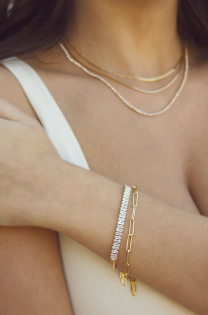 Links and Shine 18k Gold Plated Bracelet Set of 2  on model