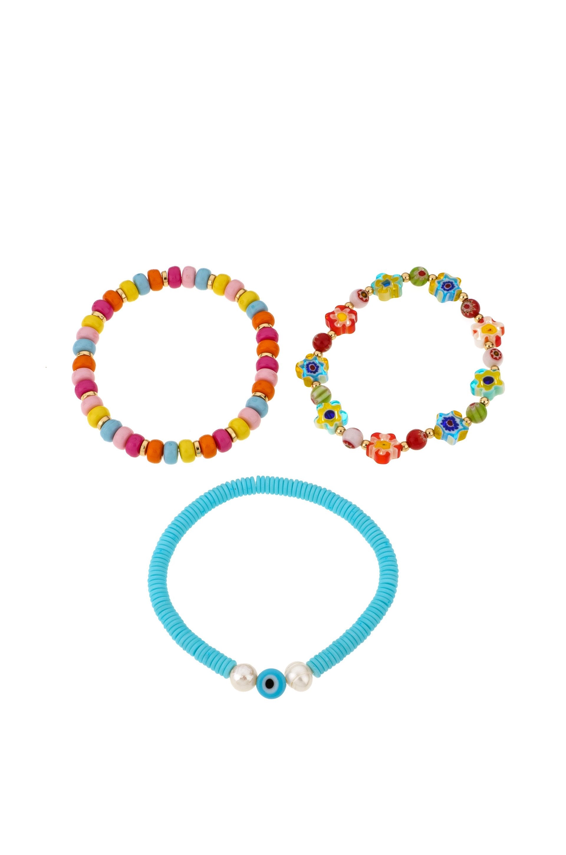 Sunny Days Pearl and Bead Bracelet Set on white
