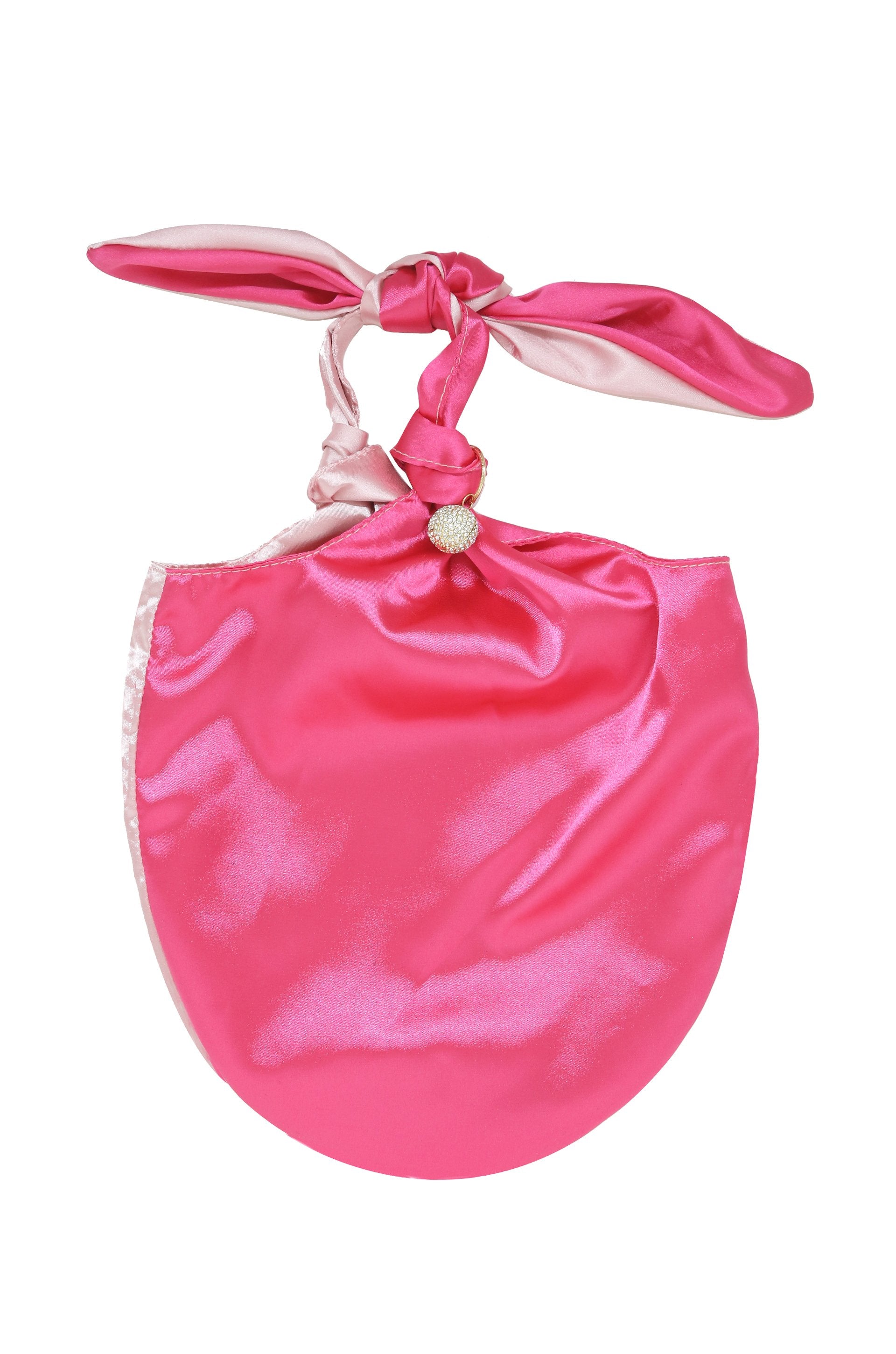 Bow Clutch Bag in Light Pink and Magenta on white background