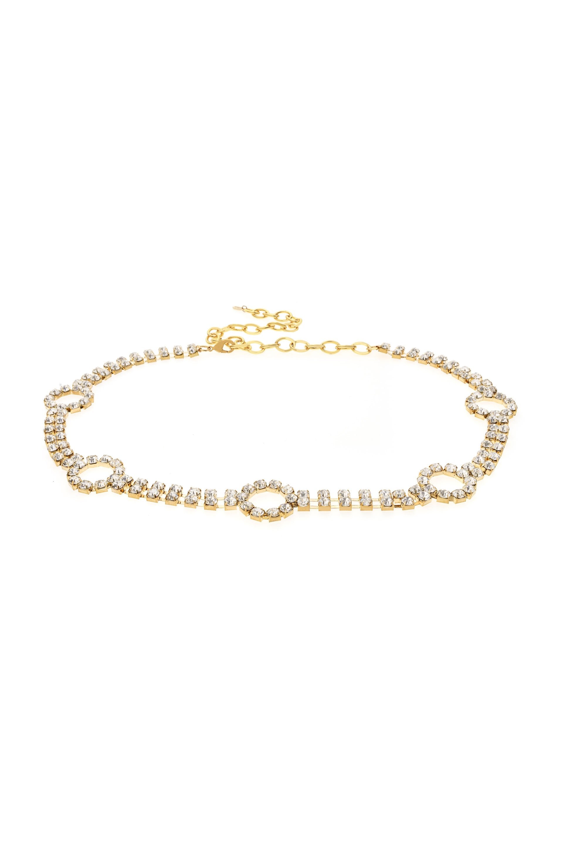 Crystal Destiny Belt in Gold on white background
