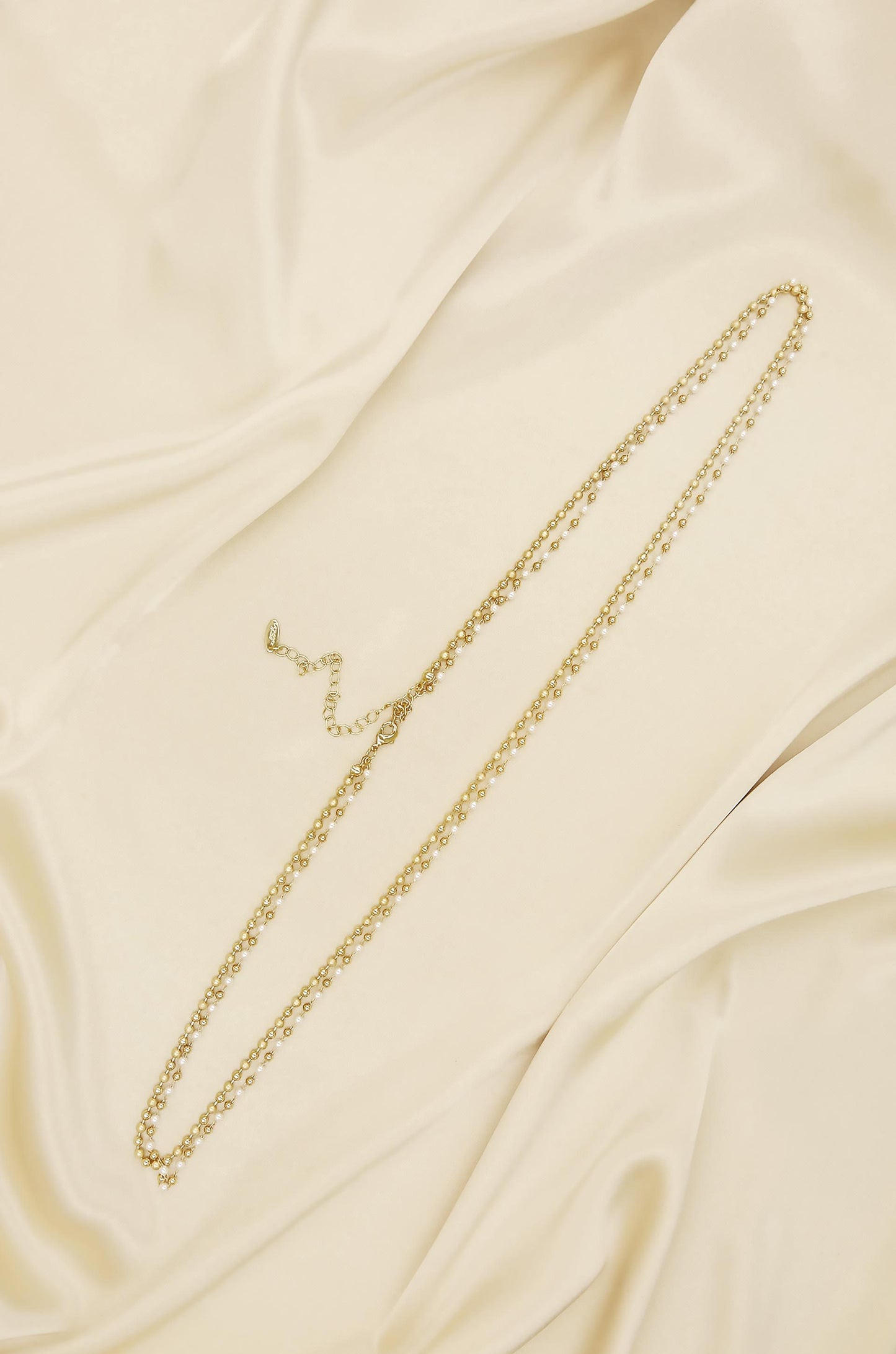 Pearl Strand Gold Body Chain on slate background  2