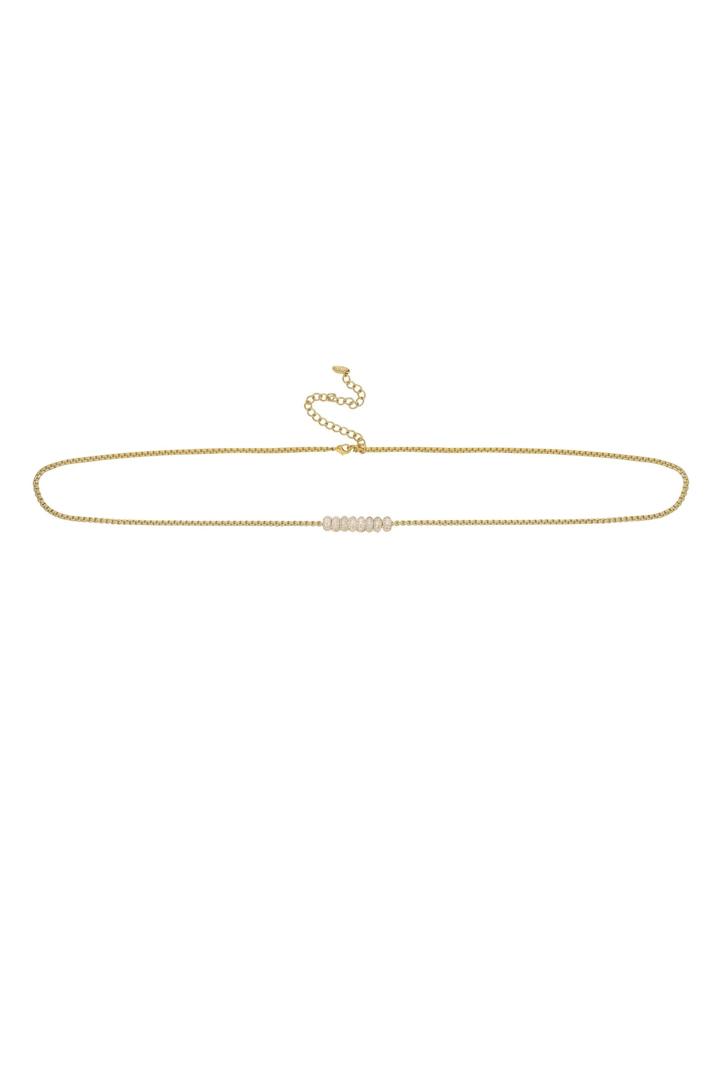 Single Strand Gold Plated Body Chain on white background  