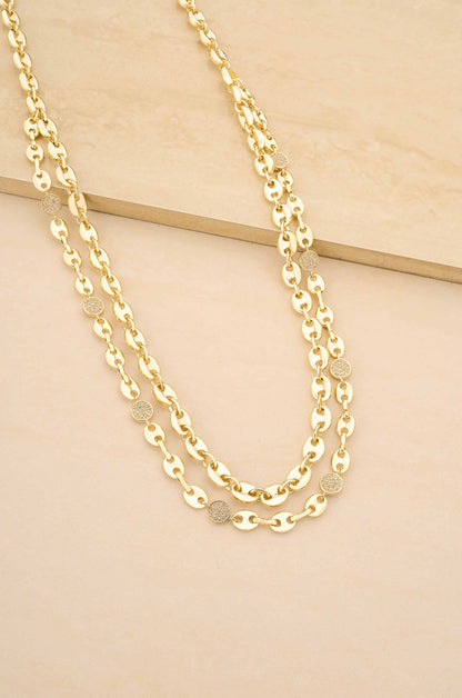 Golden Sun Sparkle Body Chain on slate background