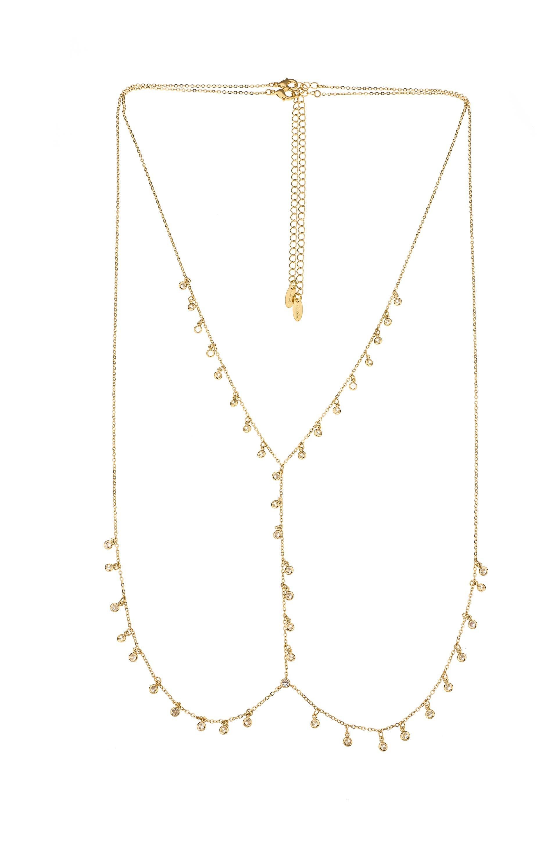 Crystal Droplet Thin Chain Gold Body Chain – Ettika