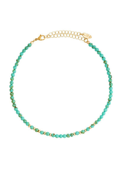 Still Surprise You 18k Gold Plated Choker in Turquoise on white background  