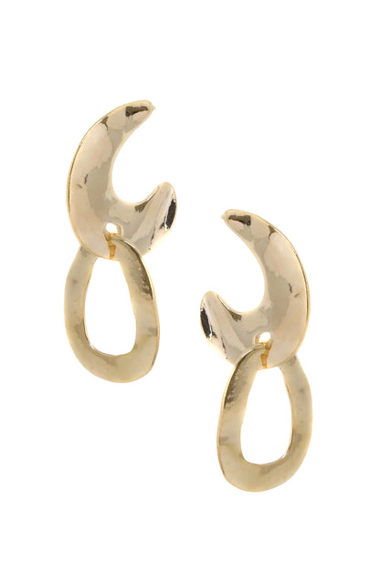 Knock Knock Abstract Double Ring 18k Gold Plated Hoop Earrings on white background  