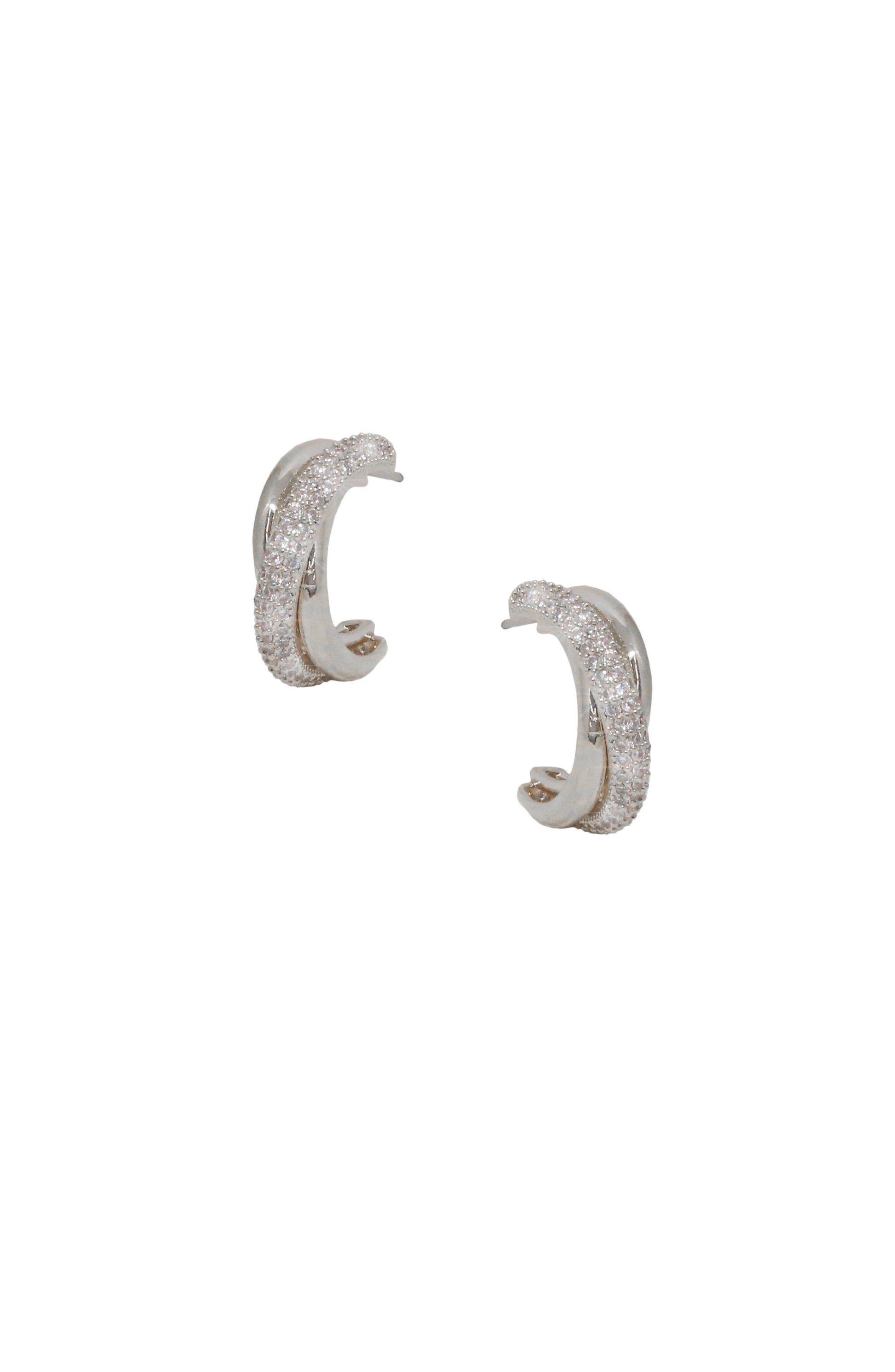 Crystal Intertwined Small Hoop Earrings on white background  2
