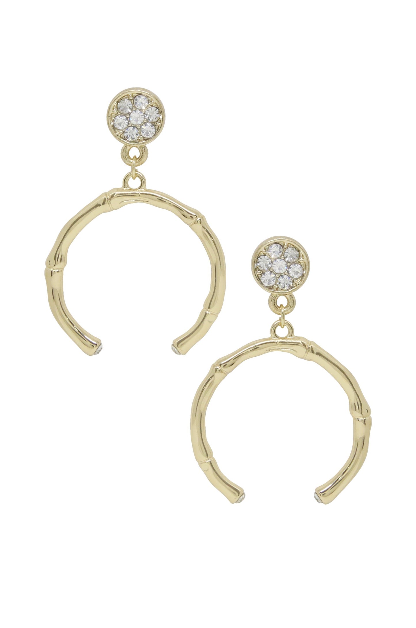 Crystal Monarch 18k Gold Plated Earrings on white background  