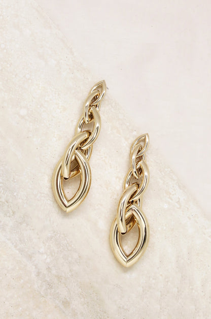Gradual 18k Gold Plated Chain Link Earrings on slate background  