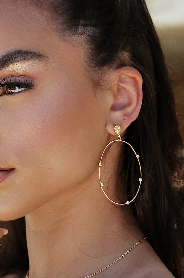 Delicate Crystal Large Oval Hoop Earrings Second