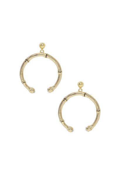Wishful Thinking 18k Gold Plated Bamboo Earrings on white background  
