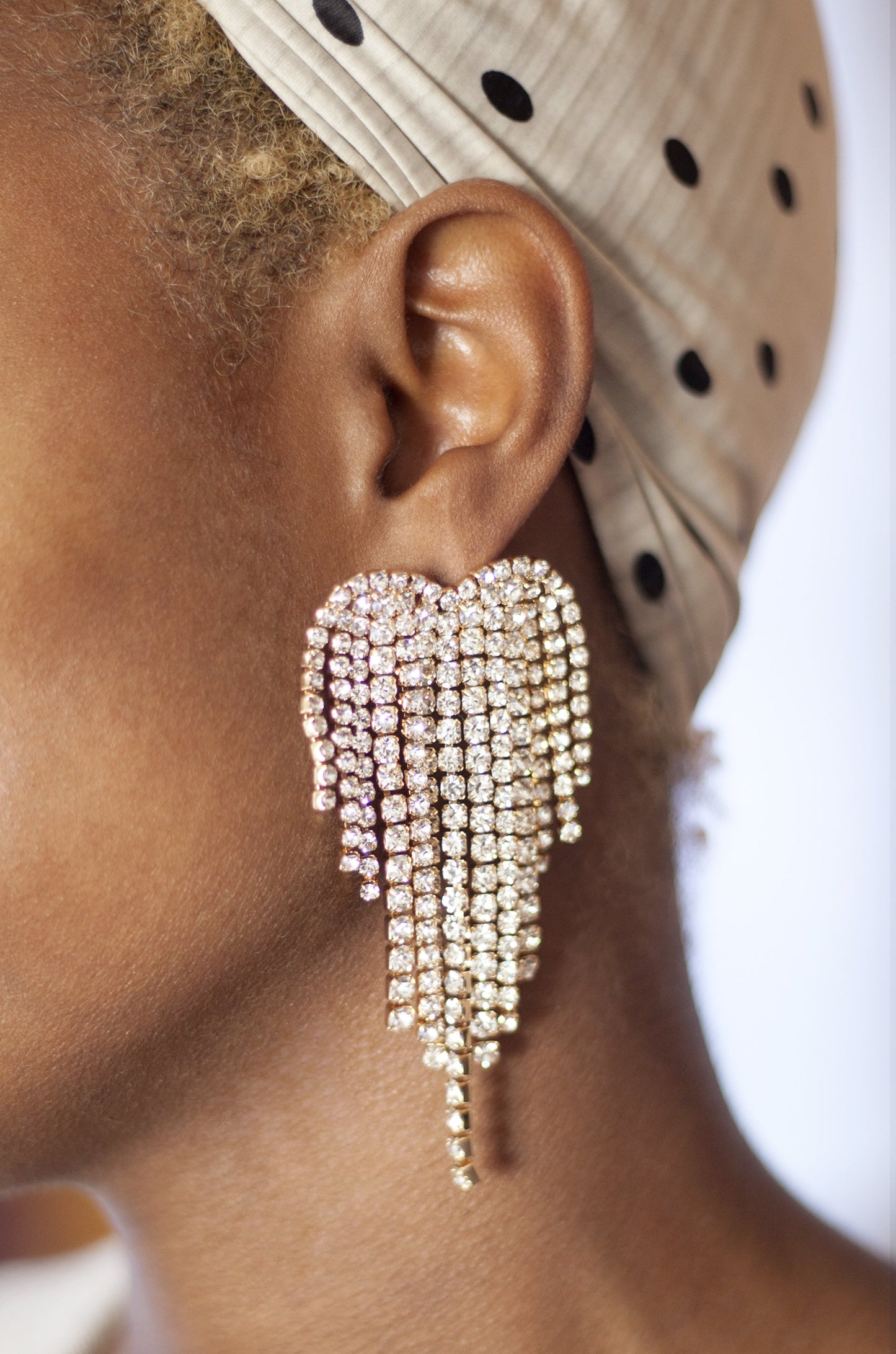 Gala Crystal Fringe 18k Gold Plated Earrings shown on model  