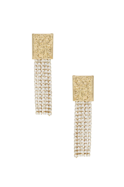 Stand Out Crystal 18k Gold Plated Dangle Earrings  on white background  