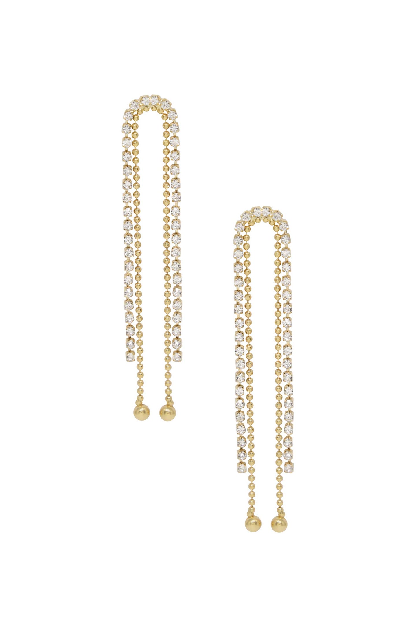 Crystal Rope Epic Dangle 18k Gold Plated Earrings on white background  
