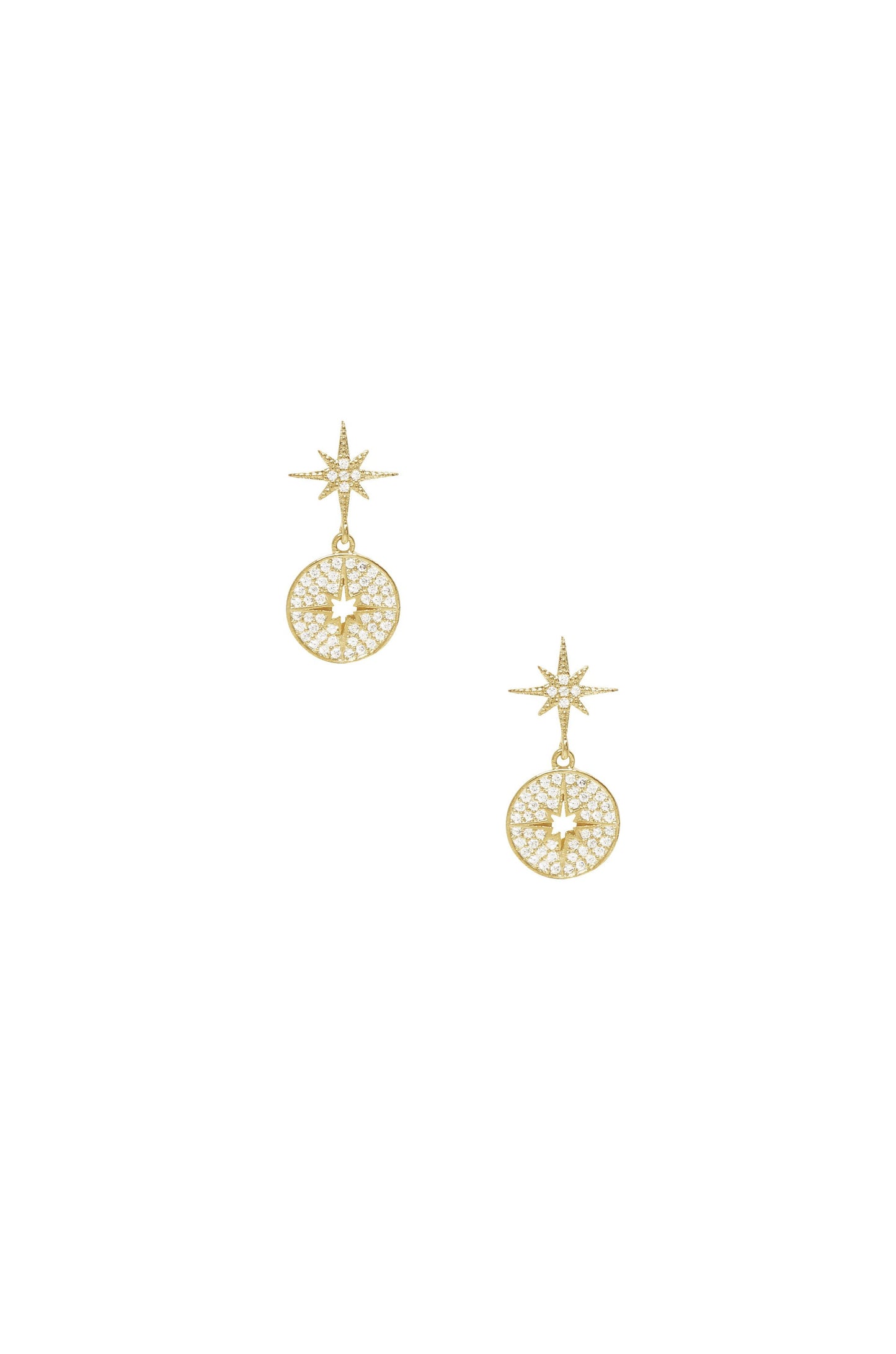 Crystal Eclipse 18k Gold Plated Earrings on white background