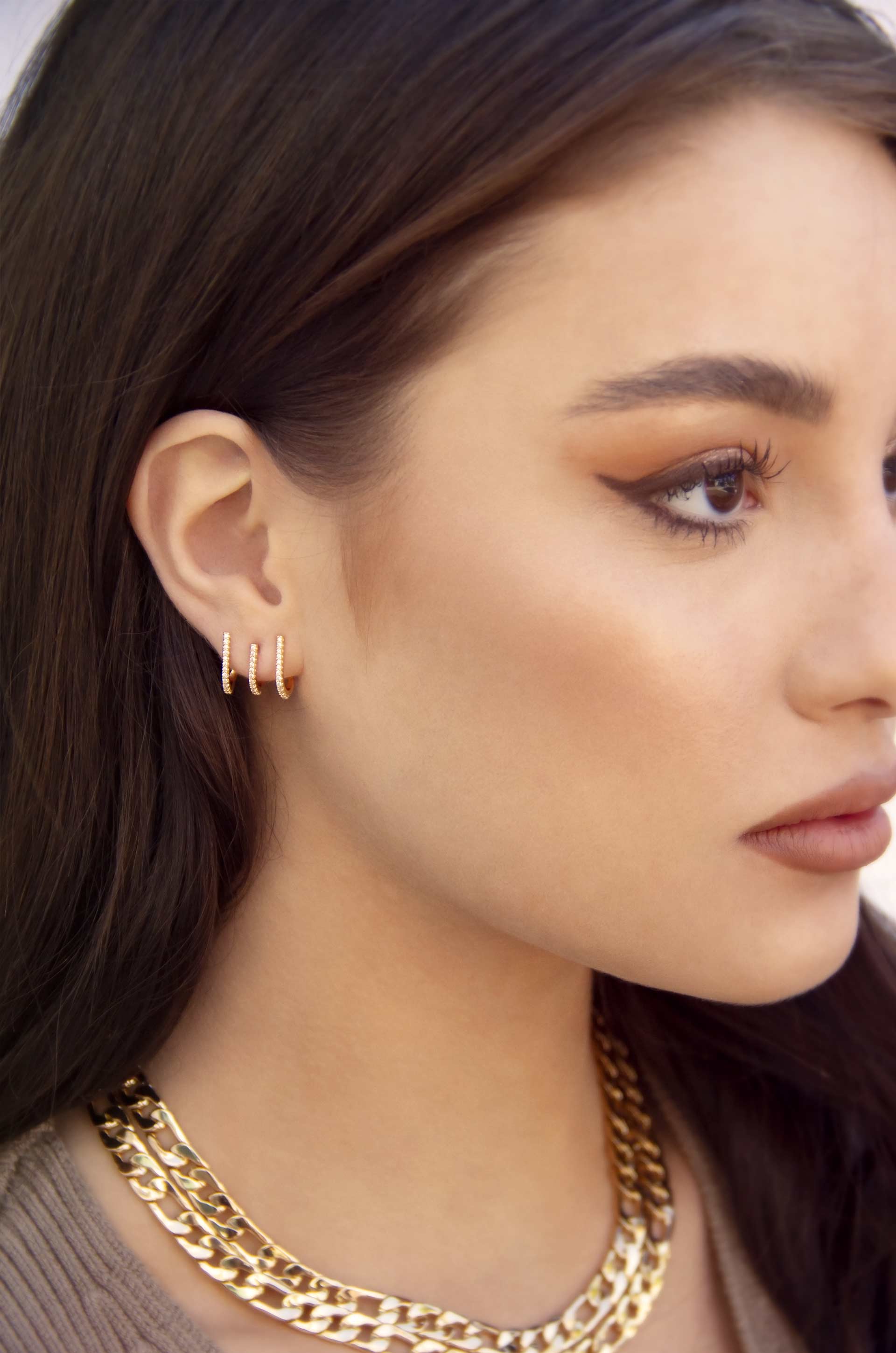 Sparkle 18k Gold Plated Ear Wrap on model