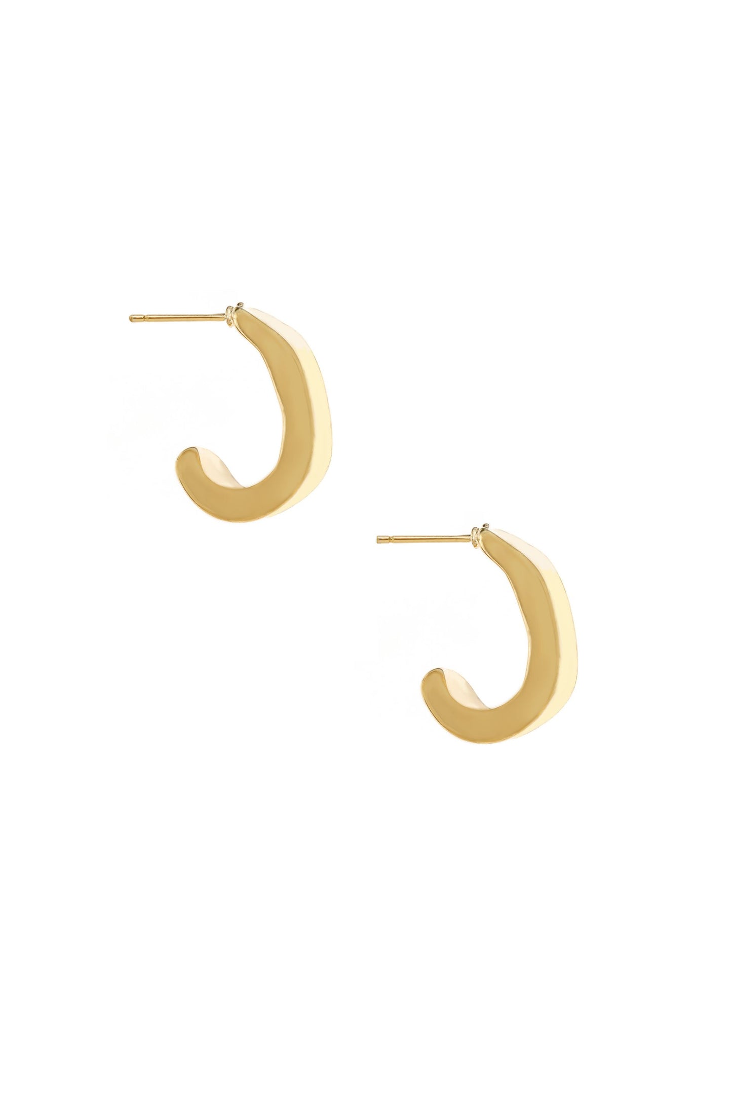 Miss Modern Mini 18k Gold Plated Half Hoops on white background  2