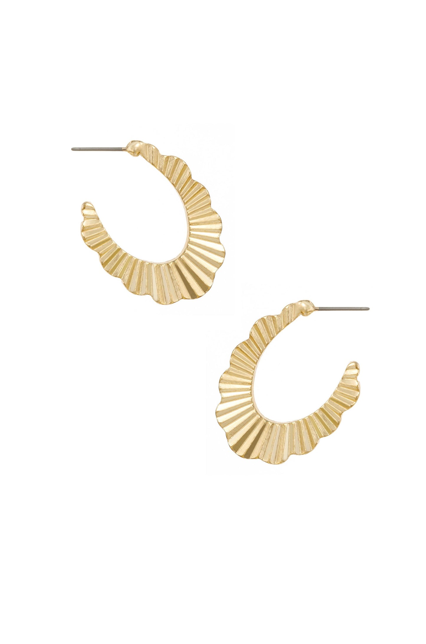 Textured Relics 18k Gold Plated Hoop Earrings on white background