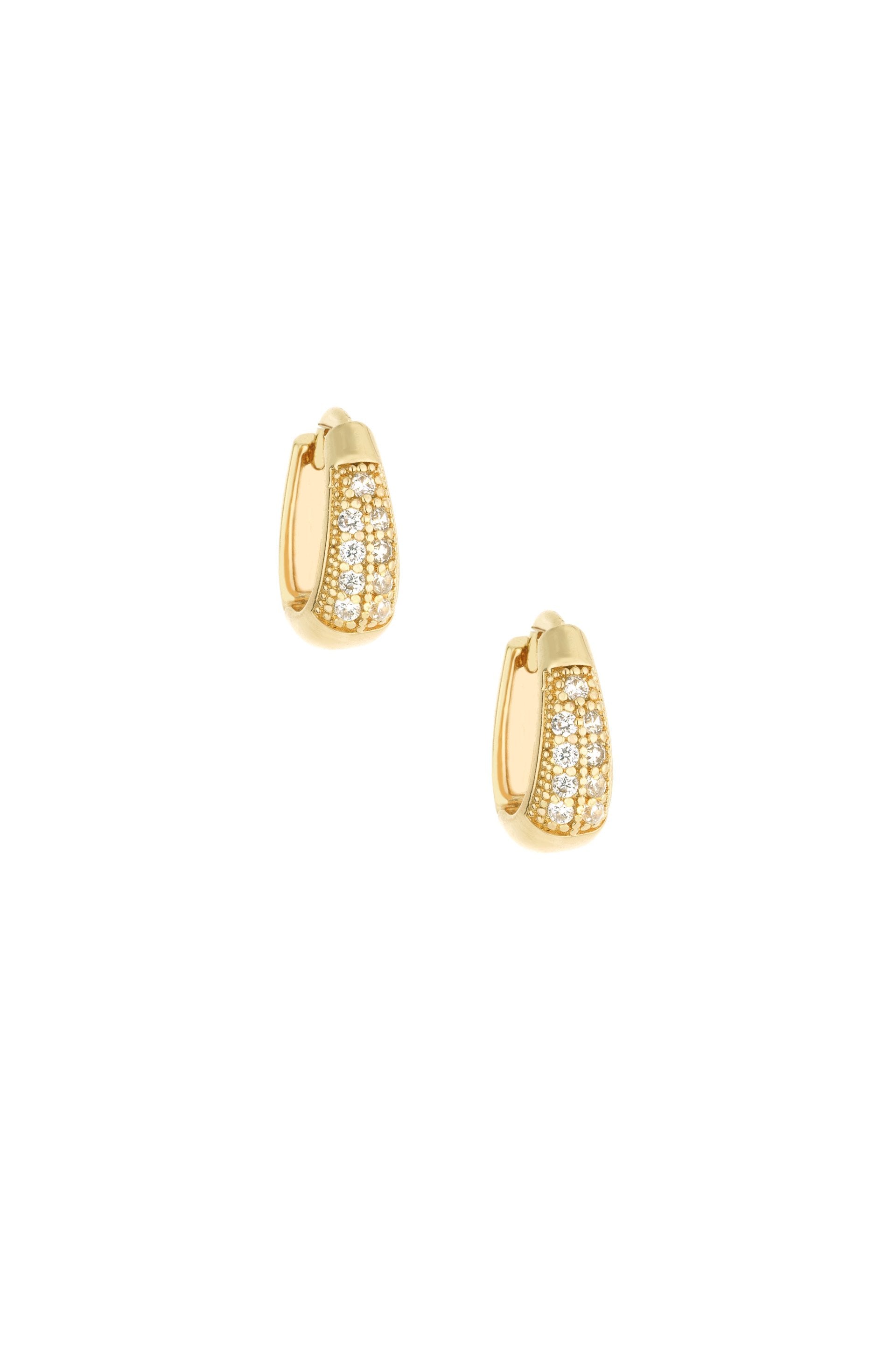 Small Darling Crystal 18k Gold Plated Hoops on white backgound 2