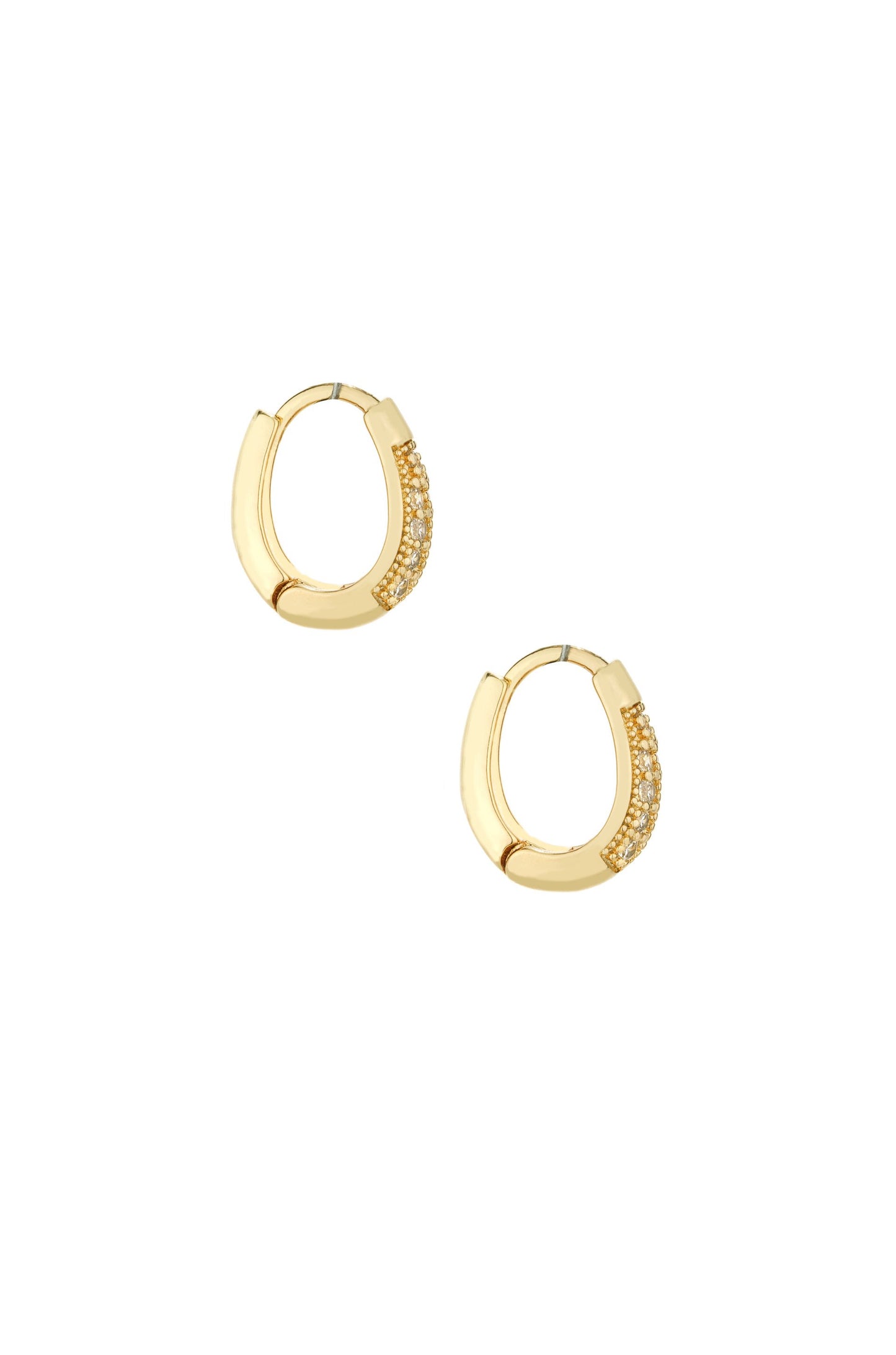 Small Darling Crystal 18k Gold Plated Hoops on white background