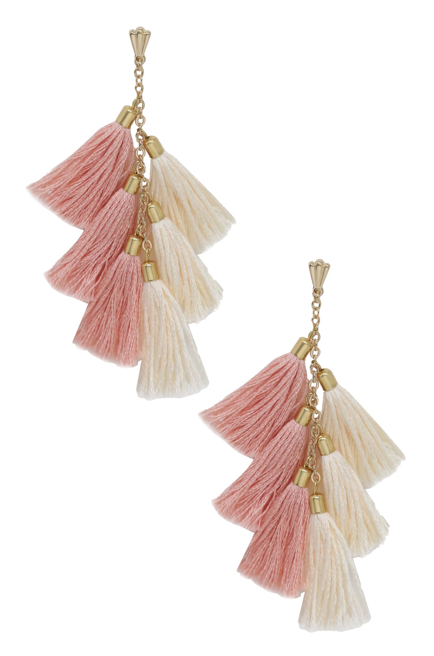 Daydreamer Pink Tassel Earrings on white