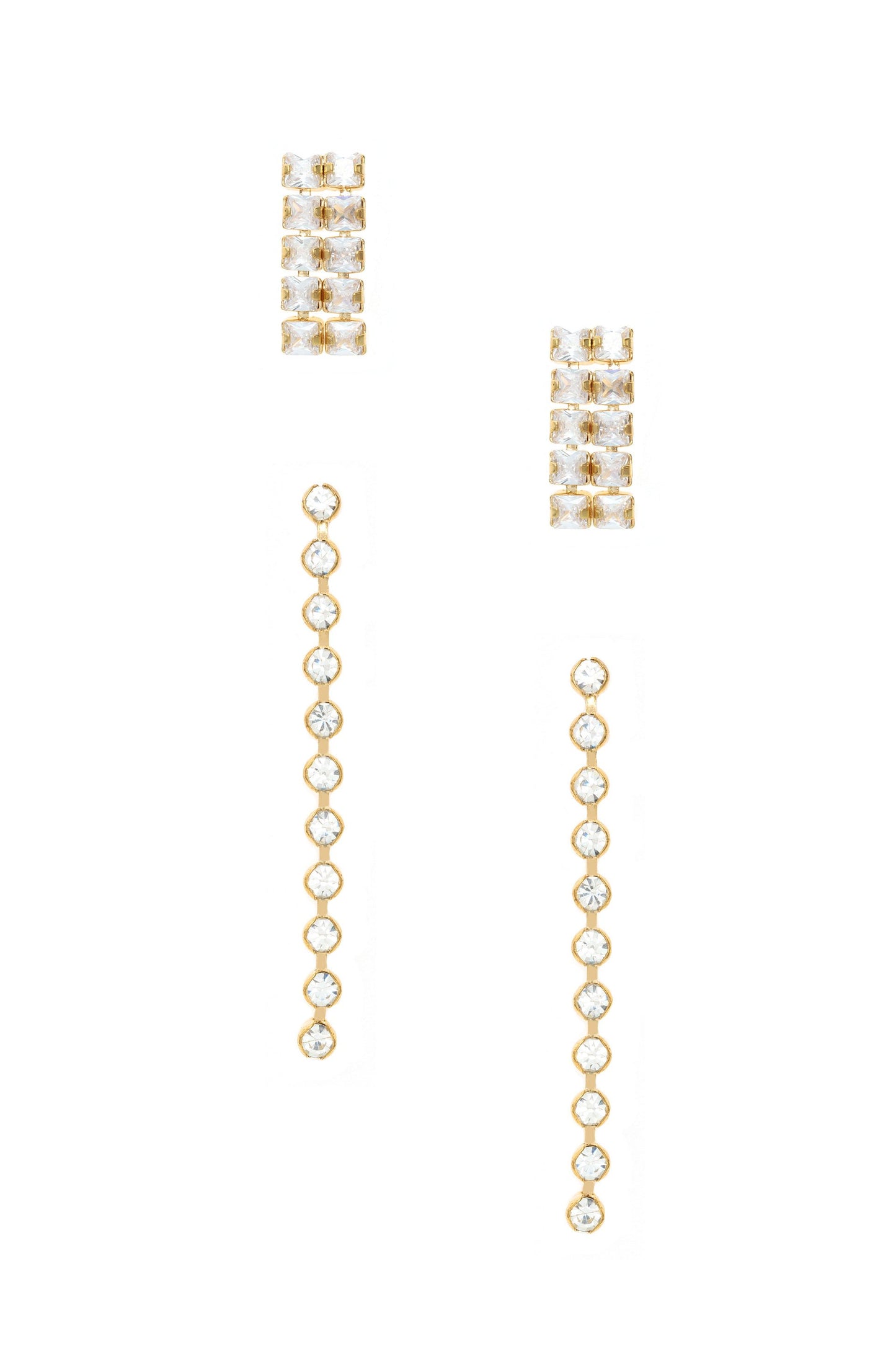 Crystal Sisters 18k Gold Plated Earring Set on white background