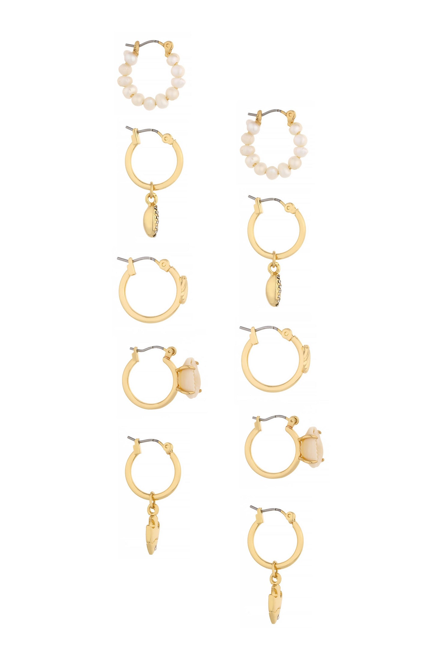 Sun Searcher 18k Gold Plated Mini Hoop Set of 5 on white