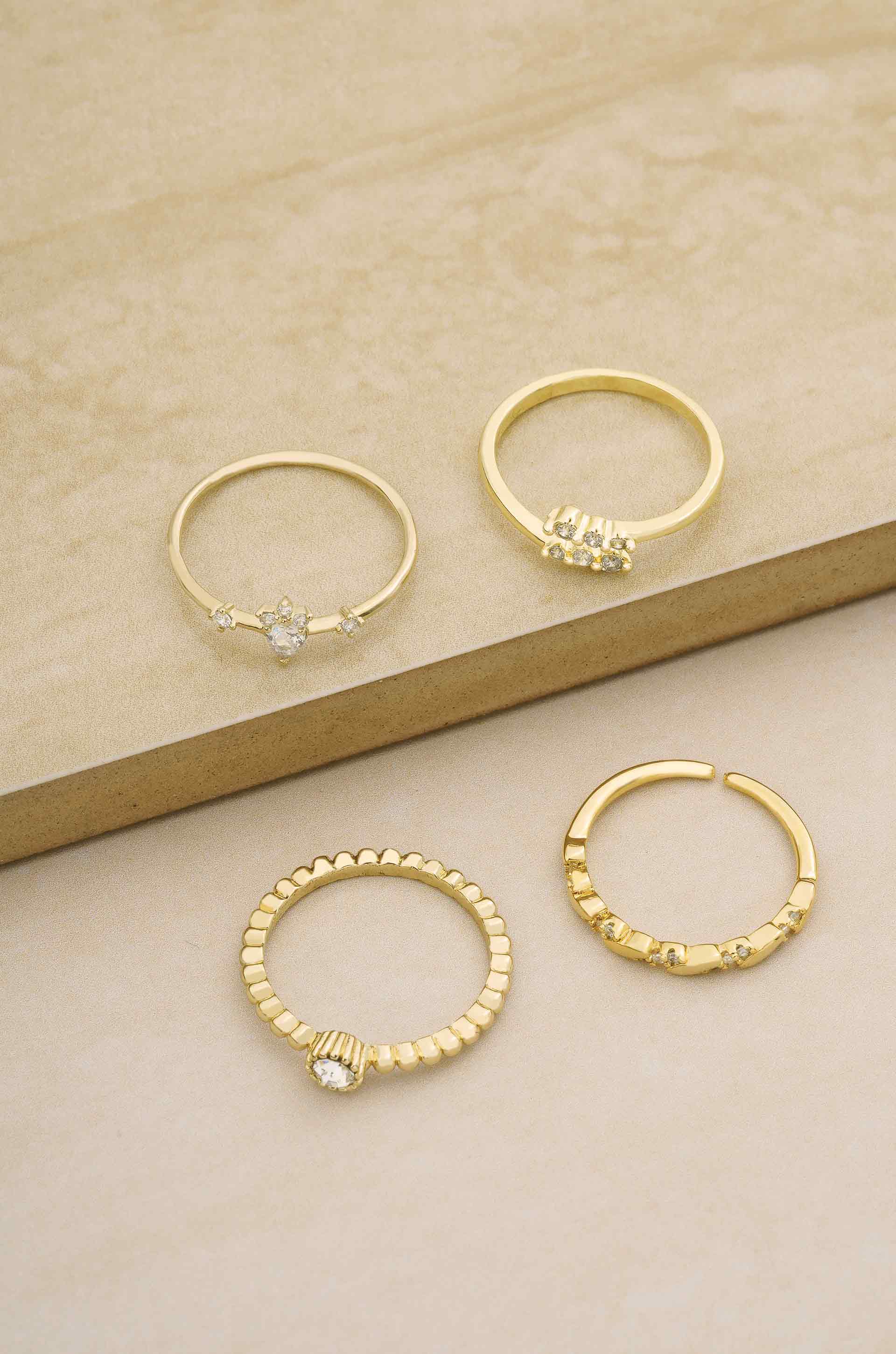 Keep It Simple 18k Gold Plated Ring Set on s;ate